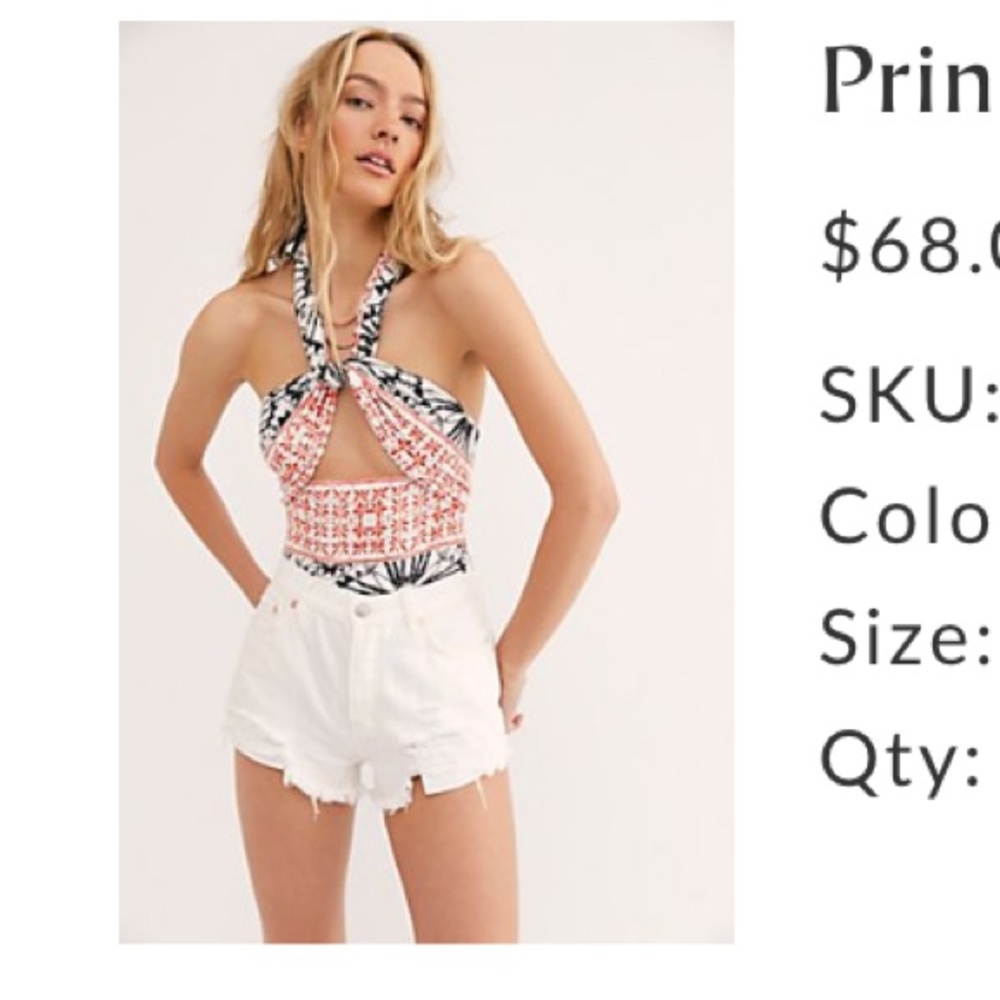 Free people printed Pareo bodysuit